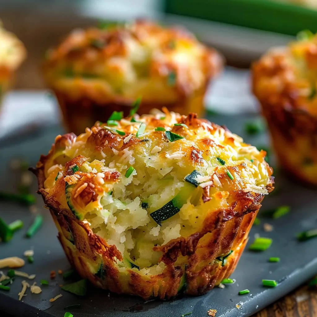 Goldgelbe Muffins mit Zucchini und Parmesan zubereiten