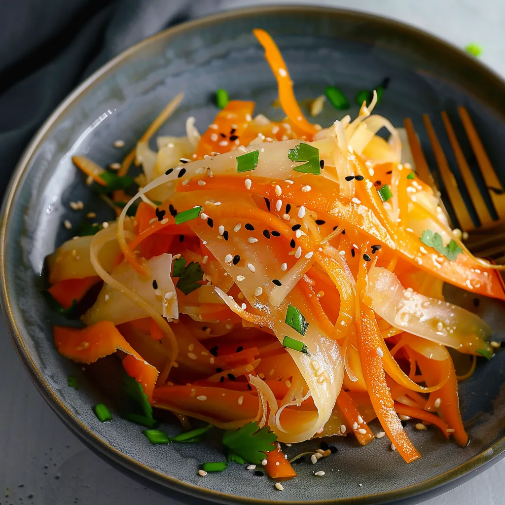 Frischer Daikon-Karotten Salat mit Ingwer