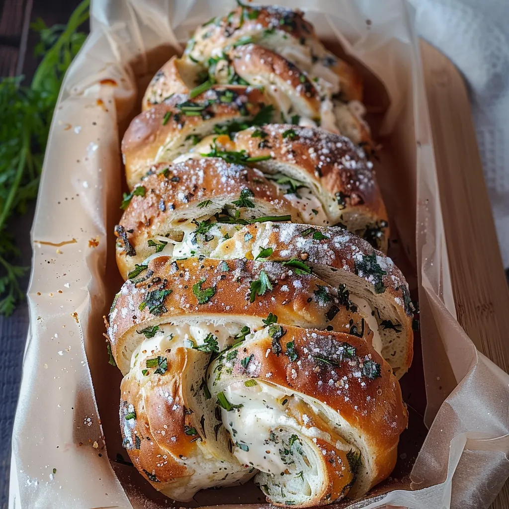 Köstliches, weiches Hefebrot mit Käse und frischen Kräutern
