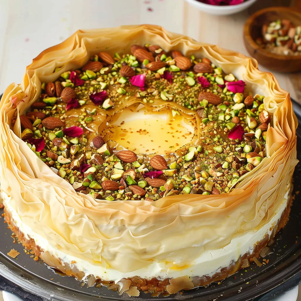 Kuchen mit Pistazienkruste und Nüssen