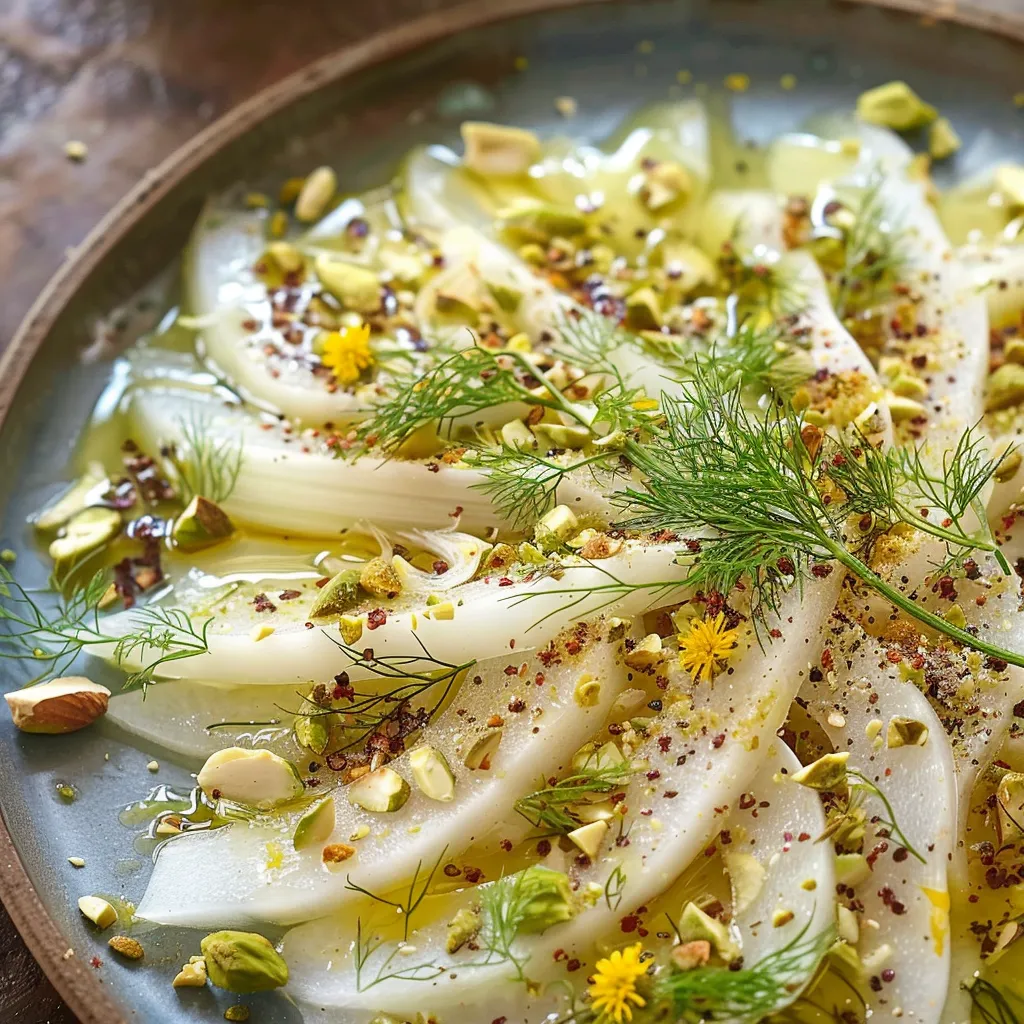 Fenchel Carpaccio mit Sumach und Pistazien – einfach & raffiniert
