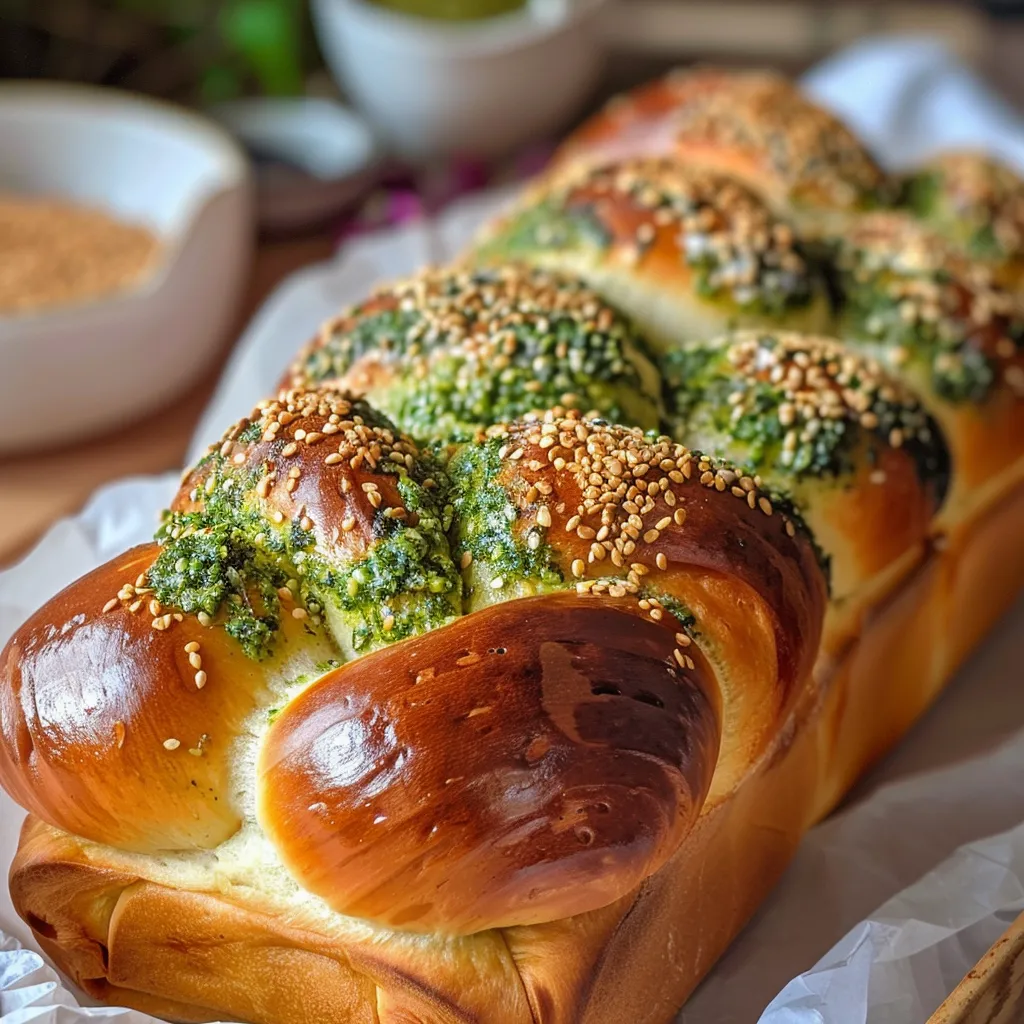 Herzhafte Brioche mit Pesto und geröstetem Buchweizen