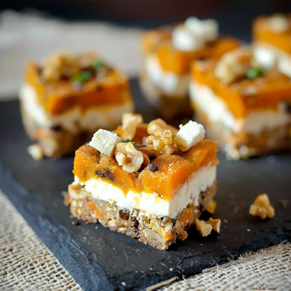 Würziger Karotten-Brownie mit Ziegenkäse und Walnüssen