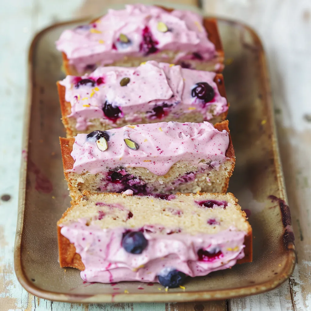 Fluffiger Kuchen mit Zitrone, Mandel und Blaubeere