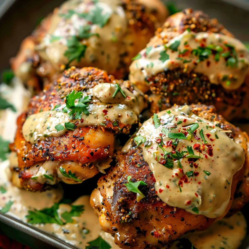 Hähnchen mit za'atar, tahini und Knoblauch