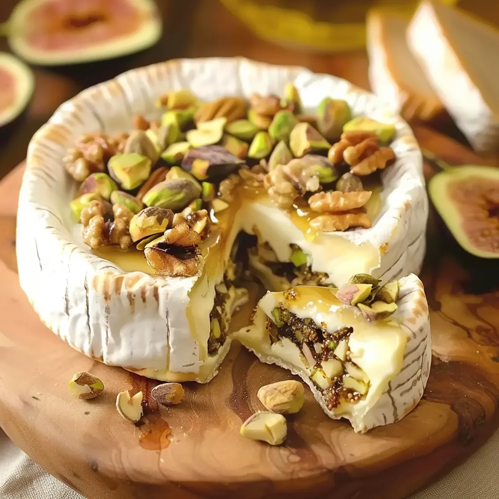 Cremiger Camembert gefüllt mit Nüssen und Pistazien