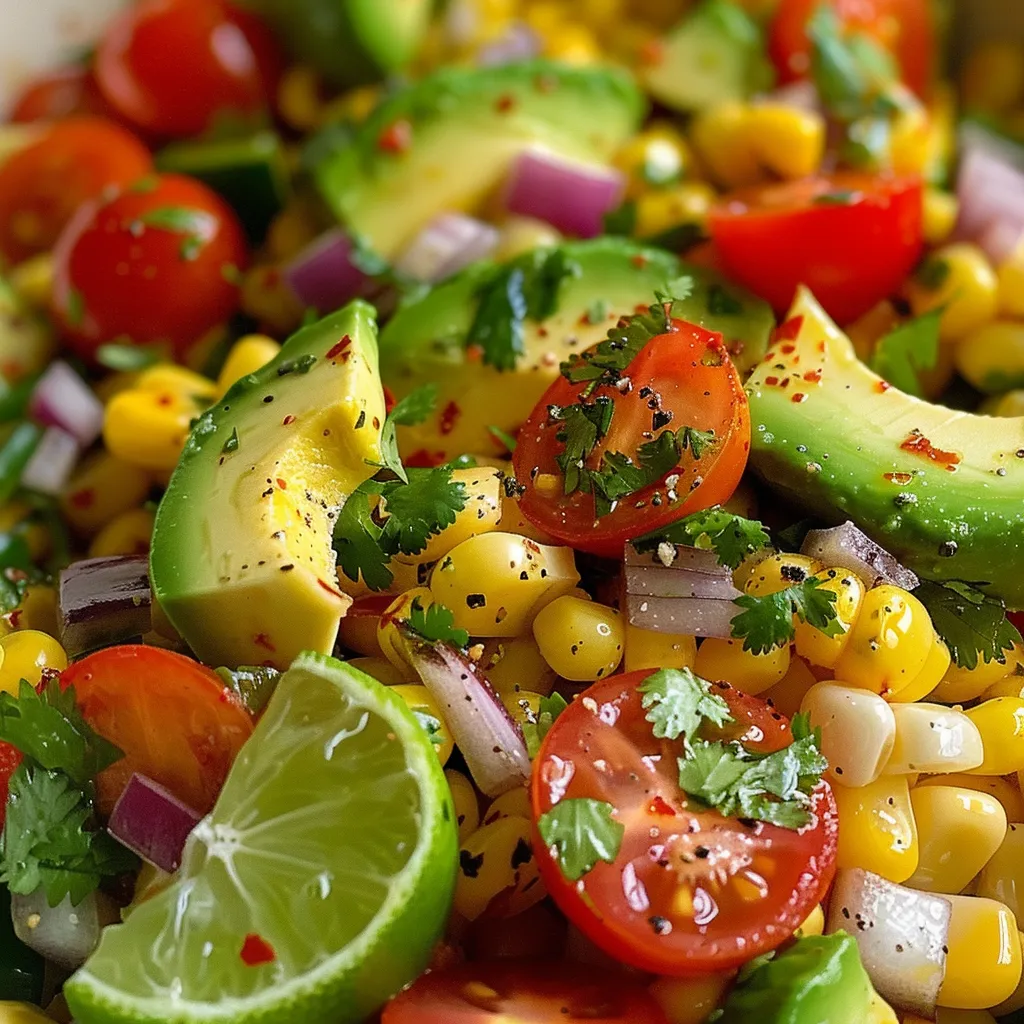 Frischer Sommersalat mit Mais und Avocado