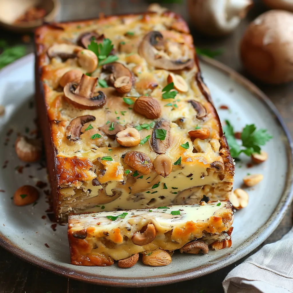 Saftiger Pilzkuchen mit Bergkäse und Haselnüssen