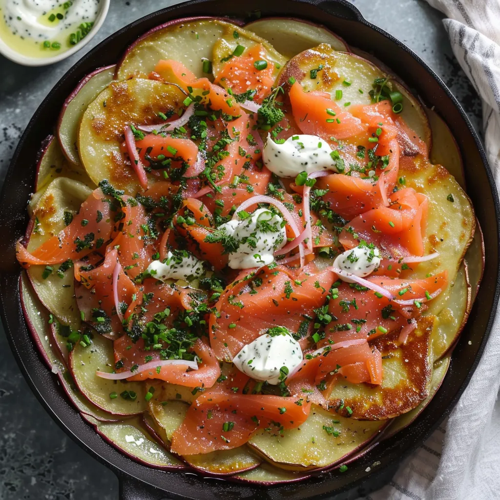 Knusprige Kartoffel Lachs Galette