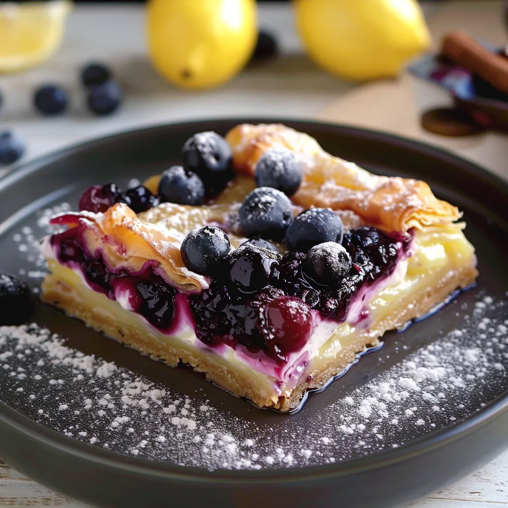 Saftige Zitronen-Blaubeer-Torte aus Griechenland