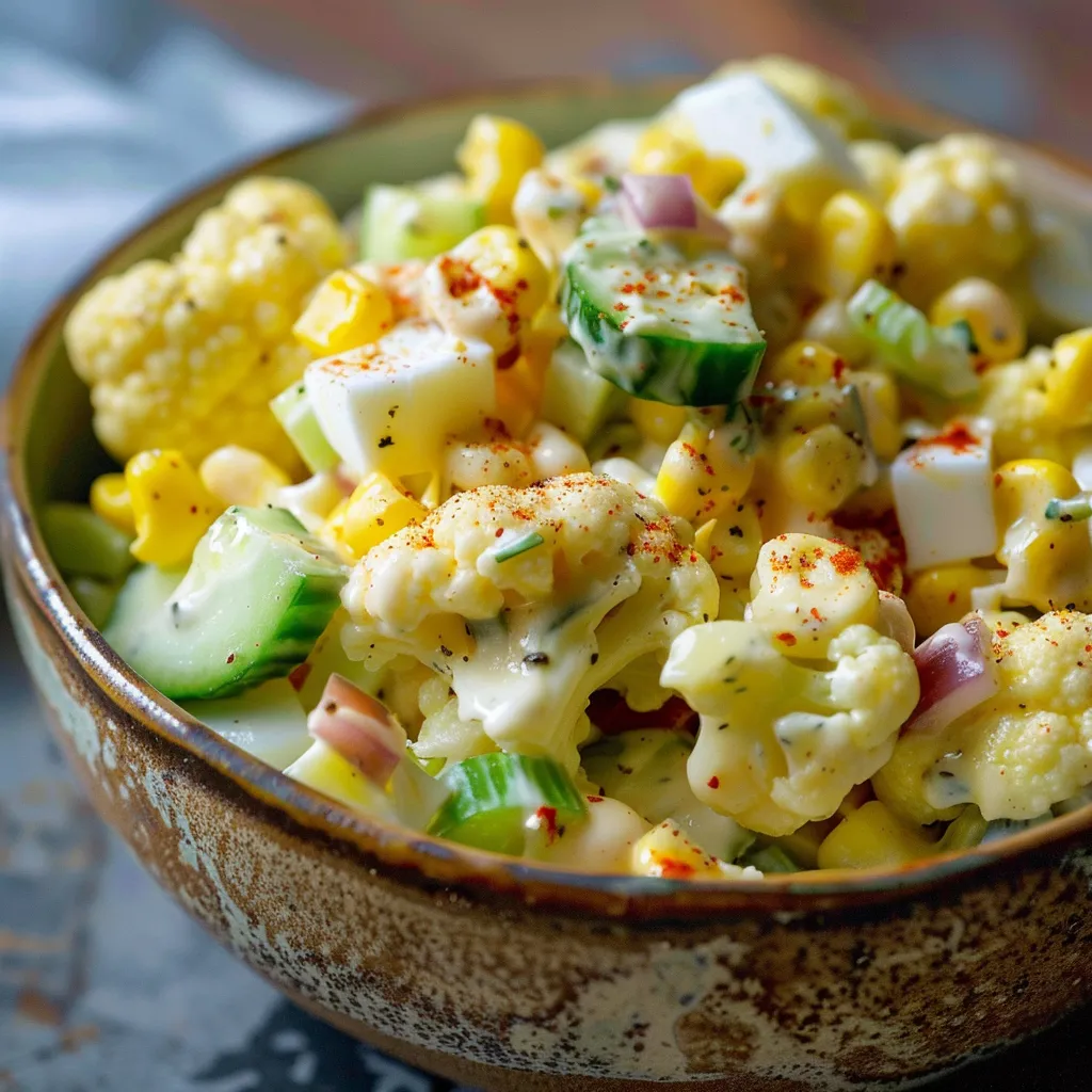 Blumenkohlsalat mit Mais und Gurke – knackig frisch