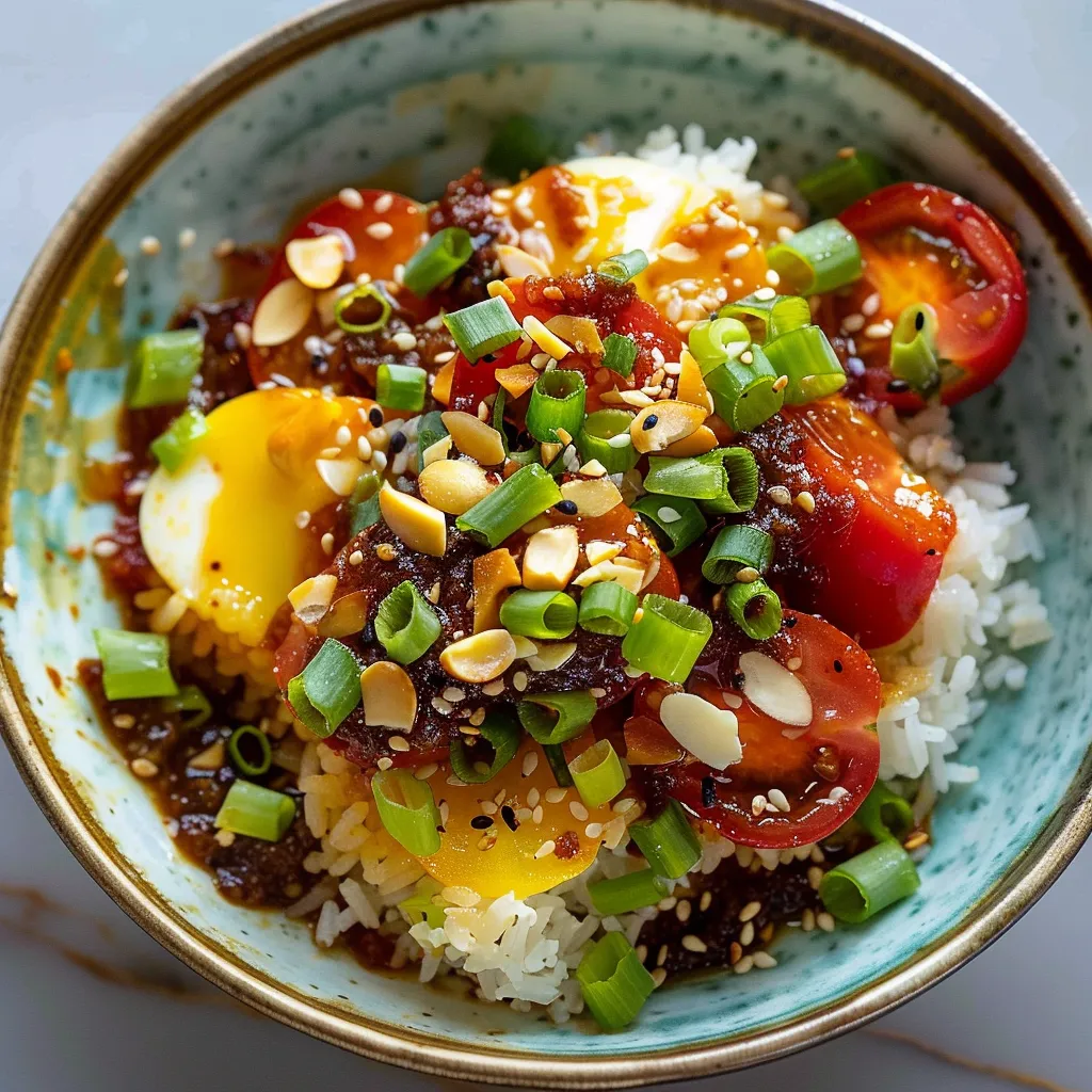 Hausgemachte Tomaten-Tamari mit knusprigem Reis ganz frisch