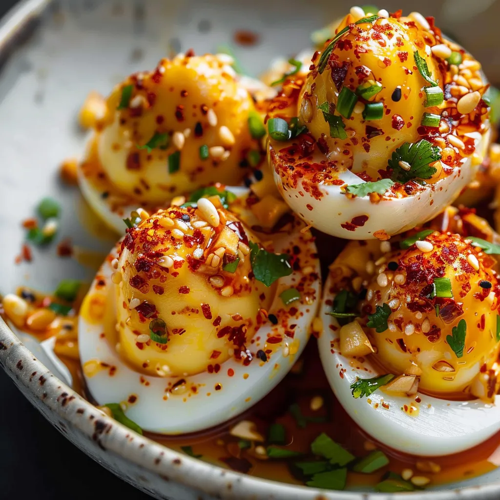 Gefüllte Eier mit Knoblauch und Paprika