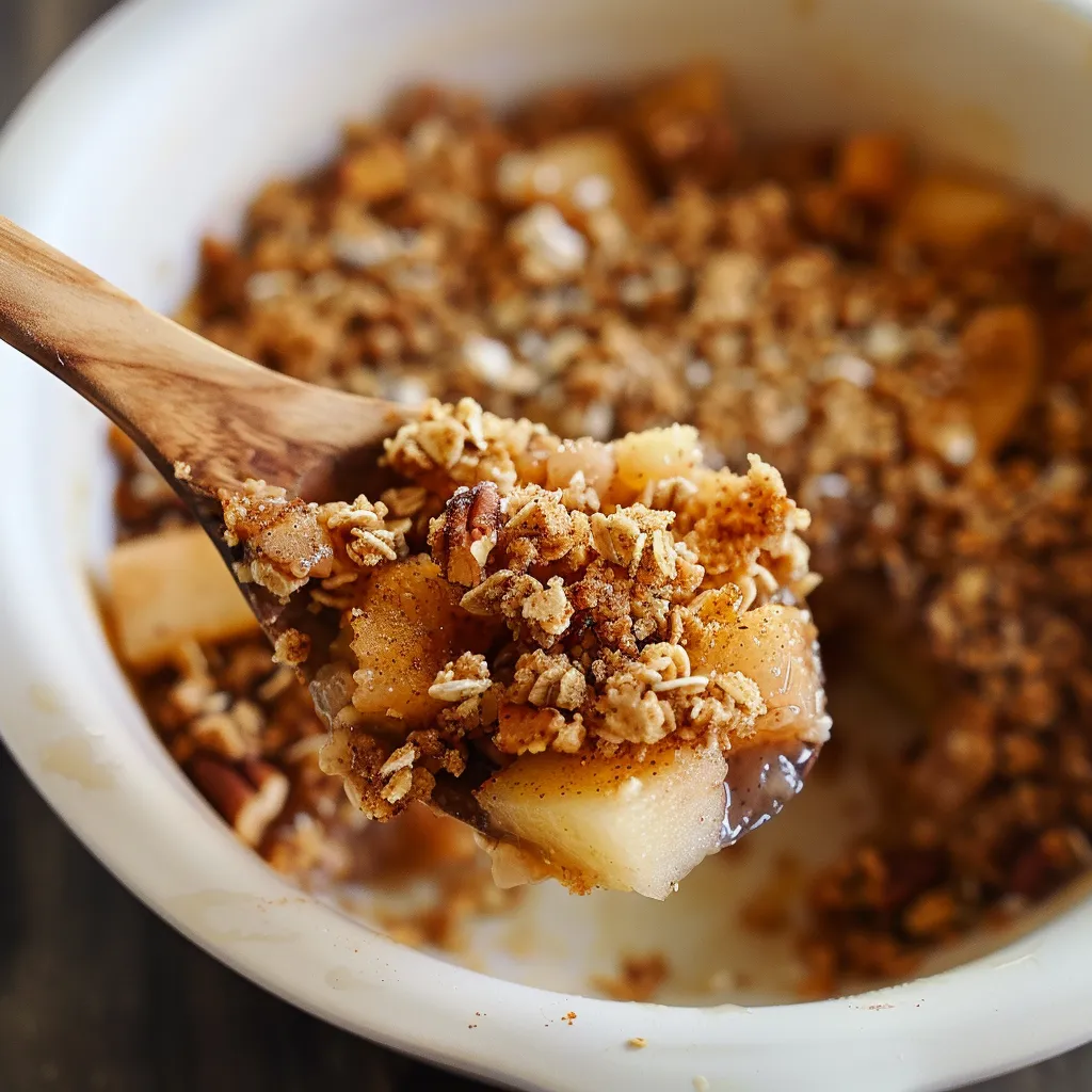 Genieße einen gesunden Apfelcrumble morgens zum Frühstück