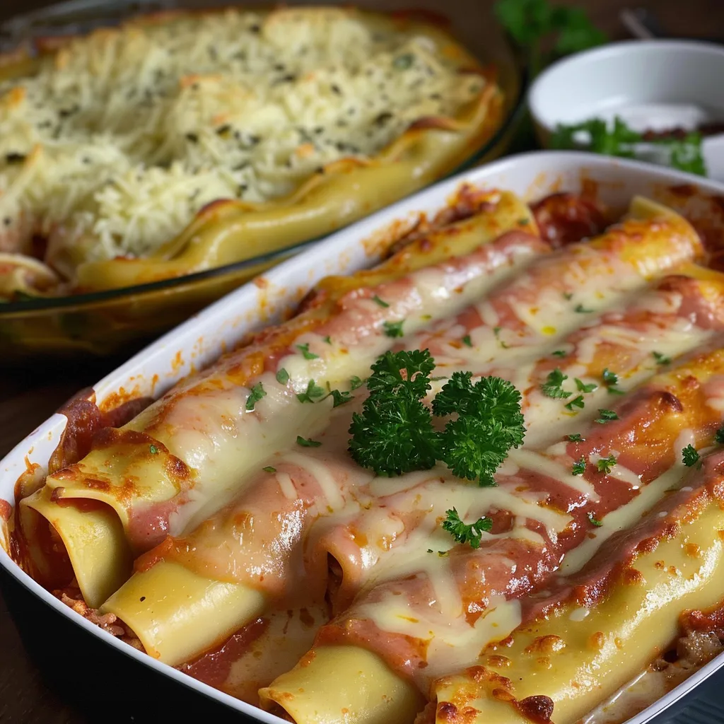 Cannellonis mit Mozzarella und Hackfleisch