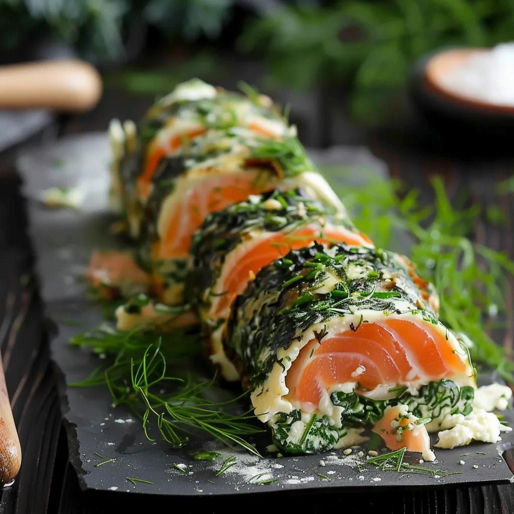 Herzhafte Spinatrolle mit Lachs