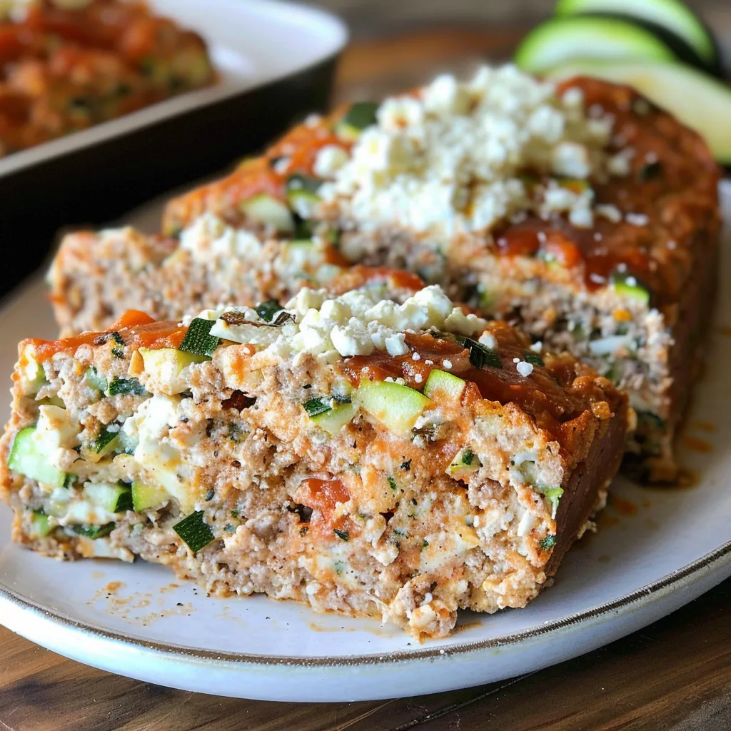 Saftiger Hackbraten aus Pute mit Zucchini und Feta