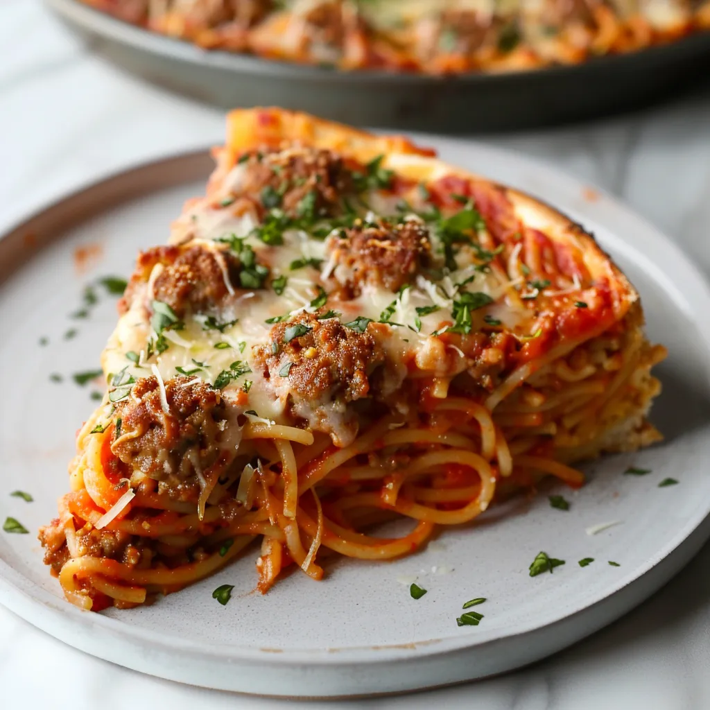 Pizza-Ghetti mit selbstgemachten Hackbällchen und Käse