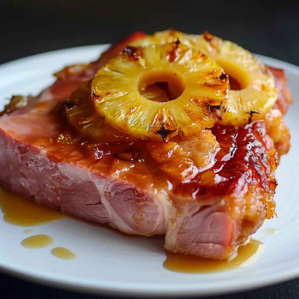 Bräter mit Schinken, Ananas und Sirup