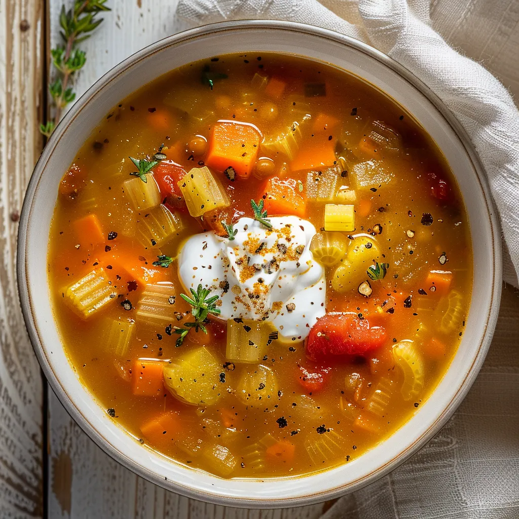 Alte Rahmsuppe mit Gemüse