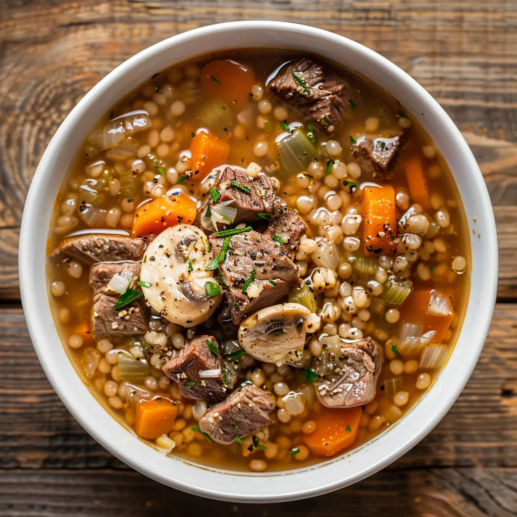 Wärmende Suppe mit Gerste und Rindfleisch