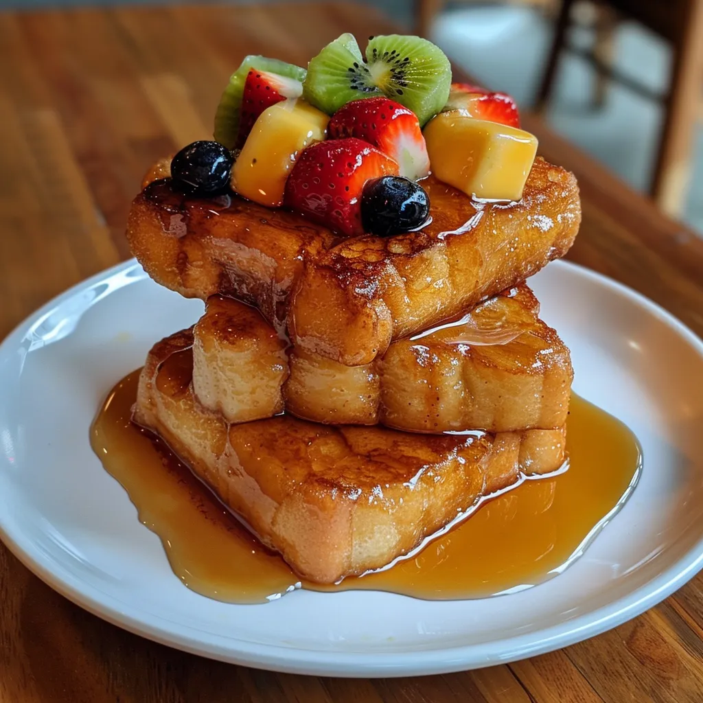 Saftiges warmes French Toast mit goldgelbem Ahornsirup
