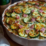 Zucchini-Auflauf mit Reis und Schinken