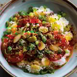Tamari-Tomaten und knuspriger Reis