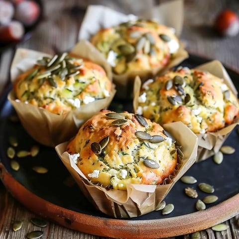 Herzhafte Zucchini-Käse-Muffins mit Kürbiskernen