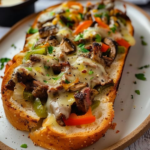 Brot mit Käse und Steak Philly-Stil