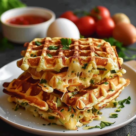 Gemüsewaffeln mit Käsefüllung aus Mozzarella